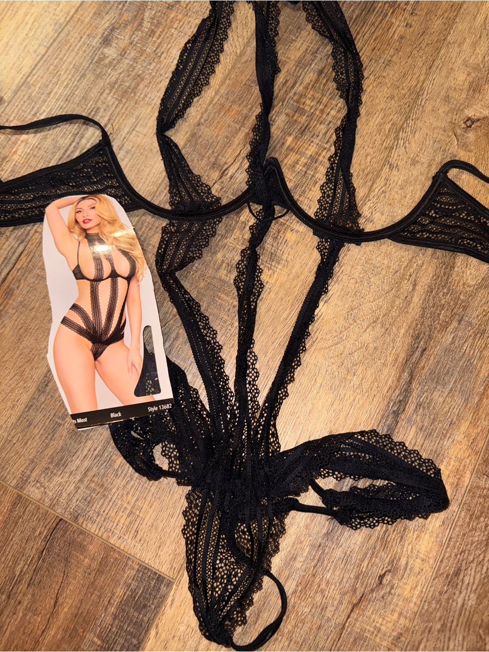 One Piece Bodysuit Lingerie Black Lace Strappy Stripper Mesh one size sexy